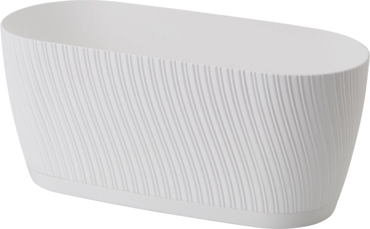 Bloembak MIKA 27 cm ECO Recycled met onderschotel – wit