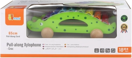 Houten trekxylofoon krokodil