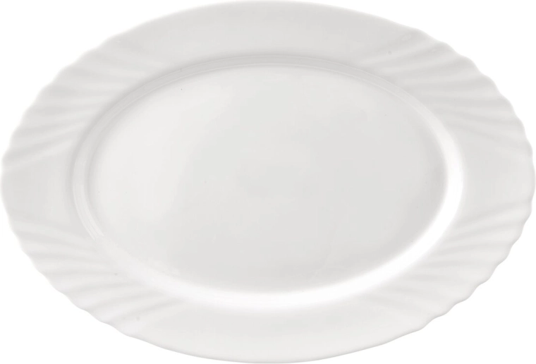Ovale serveerschaal LUNA van opaalkglas 35 × 24 cm wit