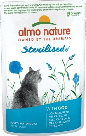 Almo Nature Holistic Sterilized Cat zakje voor gesteriliseerde katten met kabeljauw 70 g