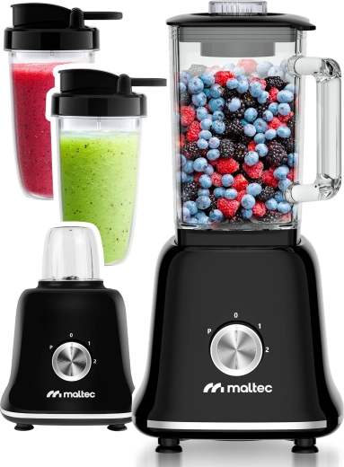 MalTec tafelblender 1800 W met glazen kan en accessoires