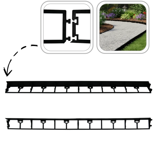 Tuinrand van gerecycled plastic 4,5 × 100 cm, zwart