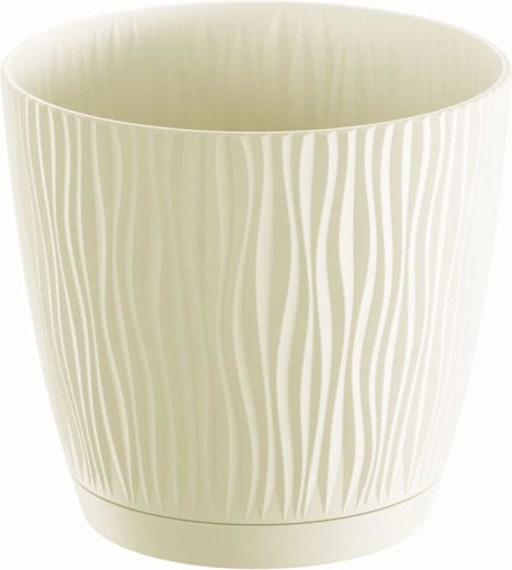 Bloempot Sandy met schotel 12,9 cm crème
