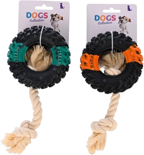 Hondenspeeltje touw en rubber 20 cm (2 varianten)