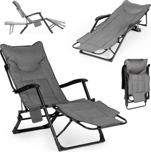 MultiGarden opvouwbaar tuinligbed 2-in-1 met 3-standen voetensteun, grijs