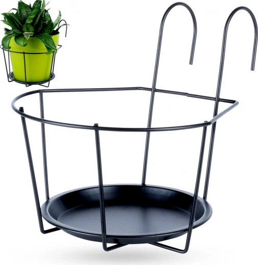 Metalen balkonhouder voor bloempot, zwart