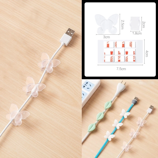 Decoratieve kabelhouder 9 stuks - transparante vlinder