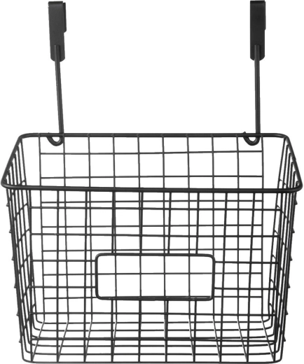 Hangende metalen mand voor kastdeurtjes RADKA, zwart, 25 × 16 × 30 cm