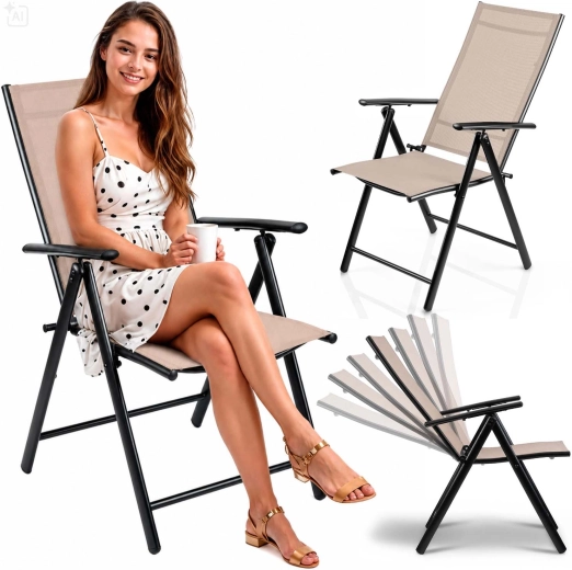 Sofotel opvouwbare tuinstoelen beige, set van 2 stuks