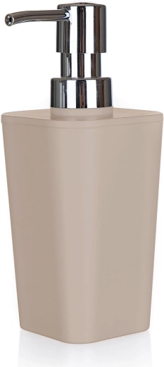 Zeepdispenser van kunststof beige-grijs 7,3 × 7,3 × 17 cm