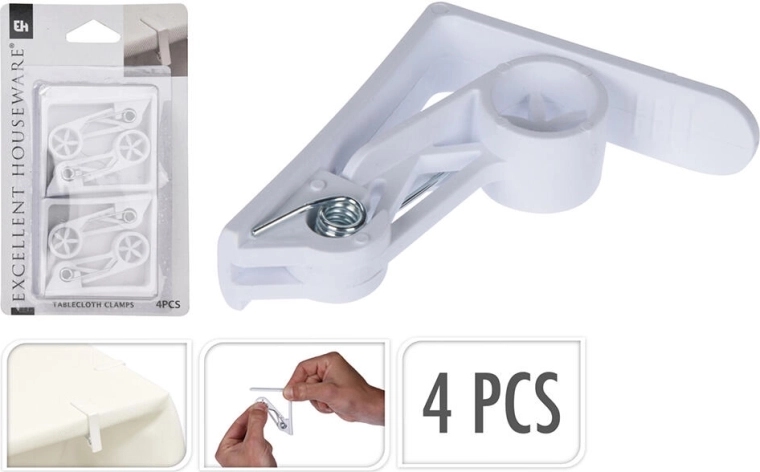 Tafelkleedklem kunststof 62 × 62 mm, 4 st.