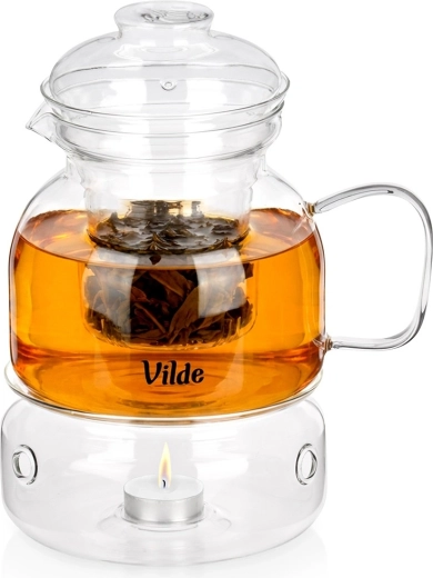 Glazen theepot met filter en warmhouder 1,5 l Vilde