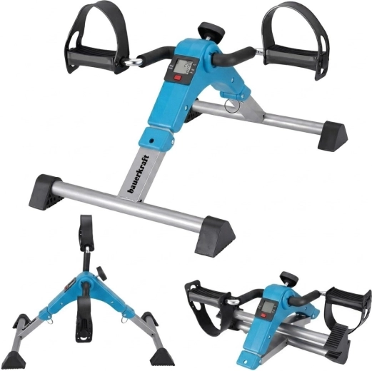 Opvouwbare revalidatiepedaaltrainer 2-in-1 met LCD-display, blauw