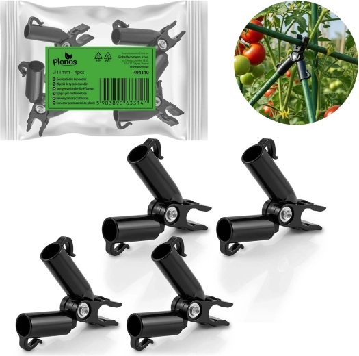 Hangkoppelingen type A voor stokken 11 mm, 4 stuks – zwart