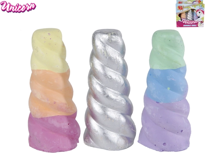Gekleurde stoepkrijtjes eenhoornhoorn, set van 3 stuks
