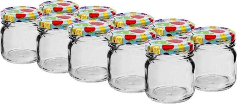 Glazen potjes 40 ml met gekleurd deksel (10 stuks)