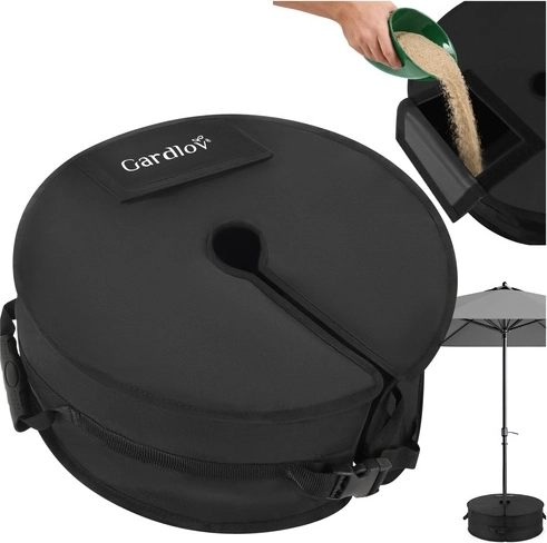 Met zand vulbare ballastzak voor parasol Gardlov, 40 kg, 48 cm, zwart