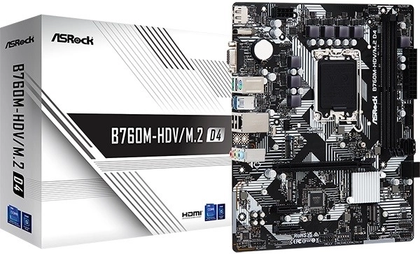 Moederbord ASRock B760M‑HDV/M.2 D4 mATX (LGA1700, DDR4)