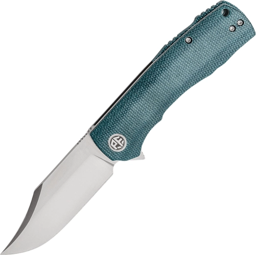 Petrified Fish Victor zakmes 9,1 cm, satin, blauwe micarta