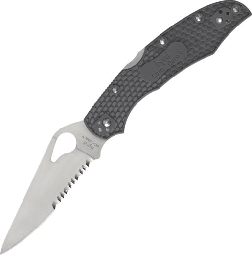 Byrd Cara Cara 2 Lightweight inklapbaar zakmes, zwart FRN, combo lemmet