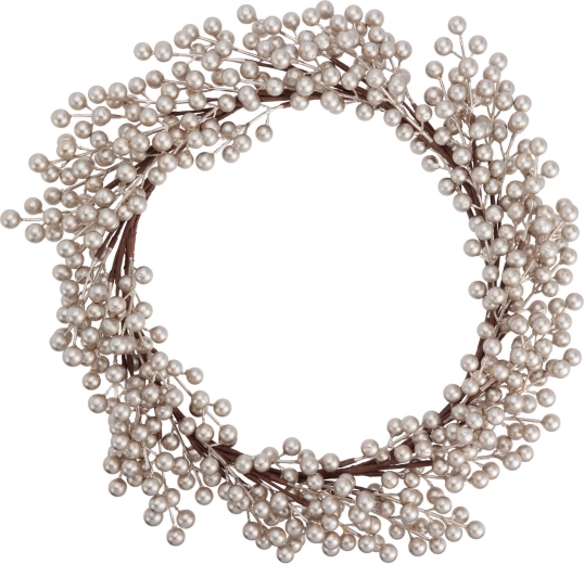 Kerstkrans met bessen in champagnegoud, 50 cm