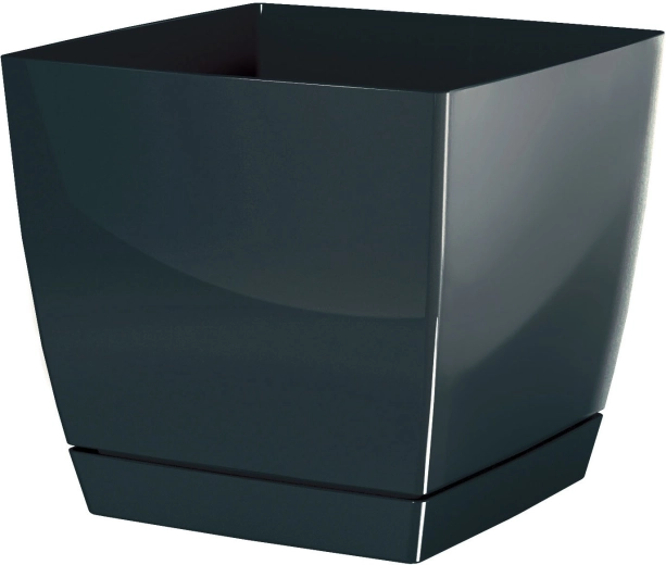 Bloempot Coubi Square met schotel 12 × 12 cm grafiet