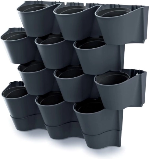 Set verticale bloempotten voor aan de muur Garden Wall antraciet