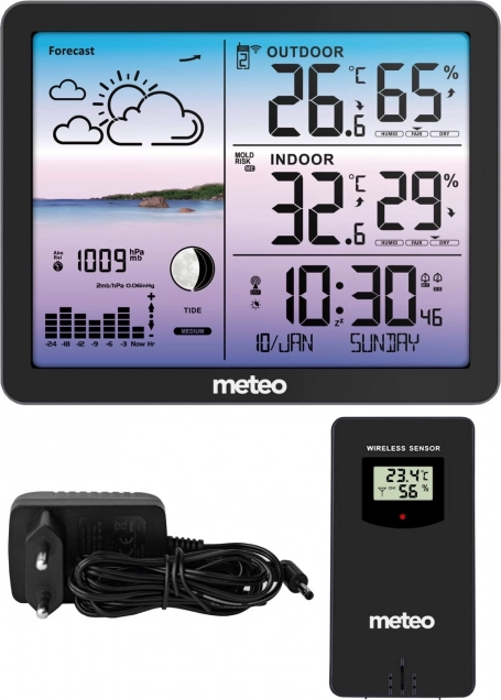 Weerstation met draadloze sensor METEO SP107, zwart