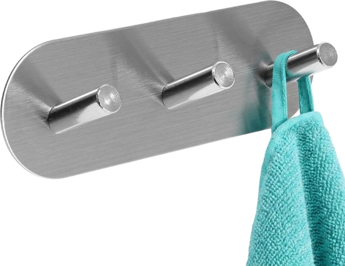 Storage Solutions zelfklevende wandhaak met 3 haakjes van roestvrij staal 15 × 5 × 3,5 cm