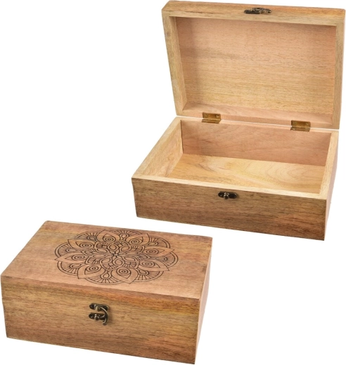 Opbergdoos van mangohout Mandala