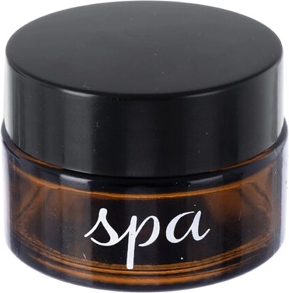 Cosmetisch potje Spa van bruin (amber) glas 20 ml met plastic deksel