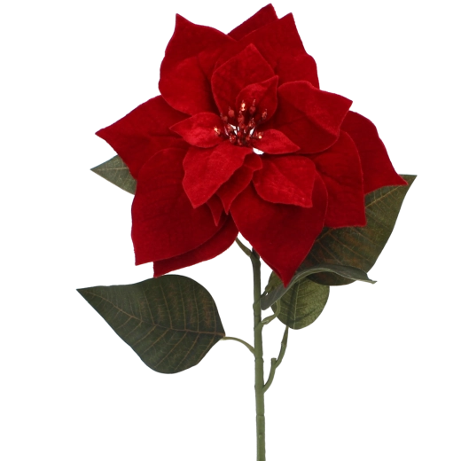 Kunstdecoratieve tak kerstroos (poinsettia) rood 80 cm - 1 stuk