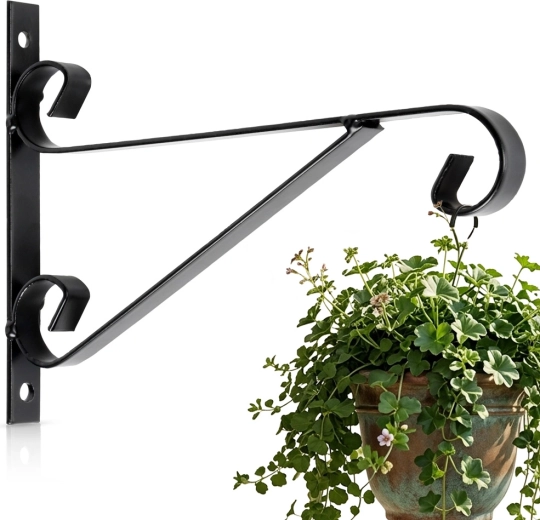Wandhouder van metaal voor bloempot Vilde, zwart 19,5 × 1,8 × 14,5 cm