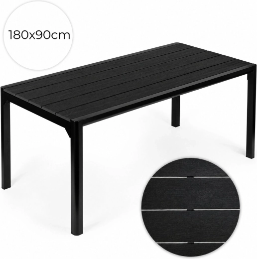 Tuintafel voor 6–8 personen 180 × 90 cm zwart MultiGarden