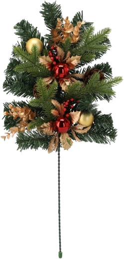 Kerstdecoratieve tak 60 cm in rood-goud uitvoering