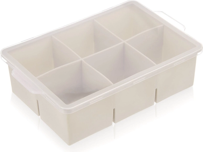 Siliconen vorm voor XXL ijsblokjes met deksel, beige 18,5 × 12 × 5 cm