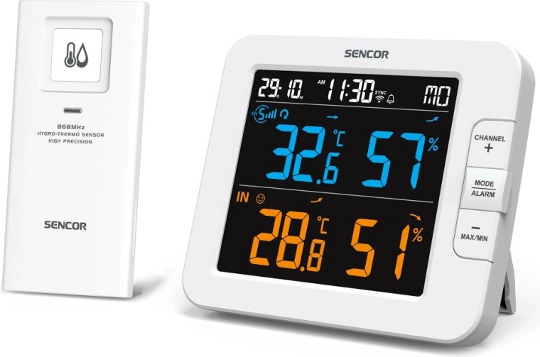 Sencor slim weerstation met meerdere kanalen, Wi-Fi en draadloze sensor