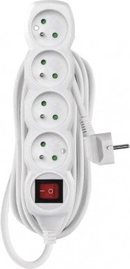 Emos verlengsnoer met schakelaar, 4 stopcontacten, 5 m, wit