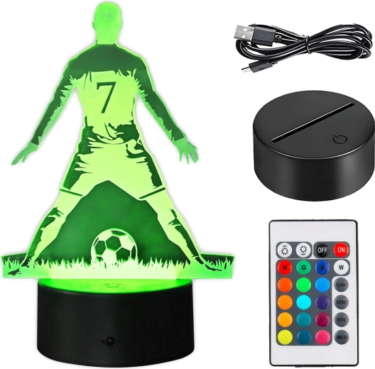 LED-nachtlampje met voetballer en 3D-effect