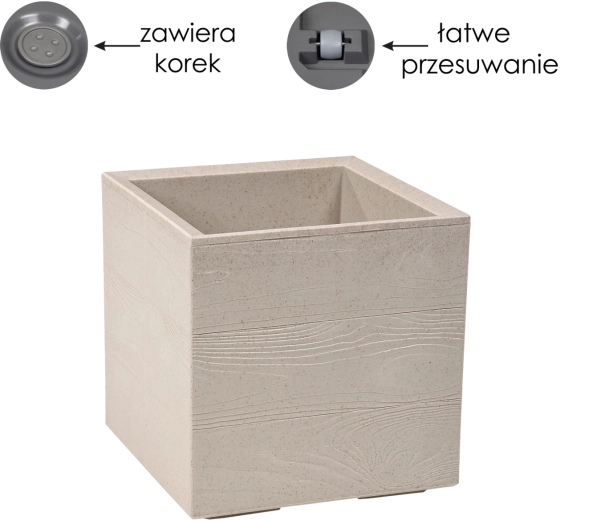 Bloempot Karo 30 × 30 cm Coffee Latte op wieltjes