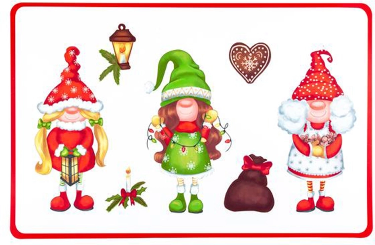 Kerst placemat van plastic Elfen 28,5 × 44 cm