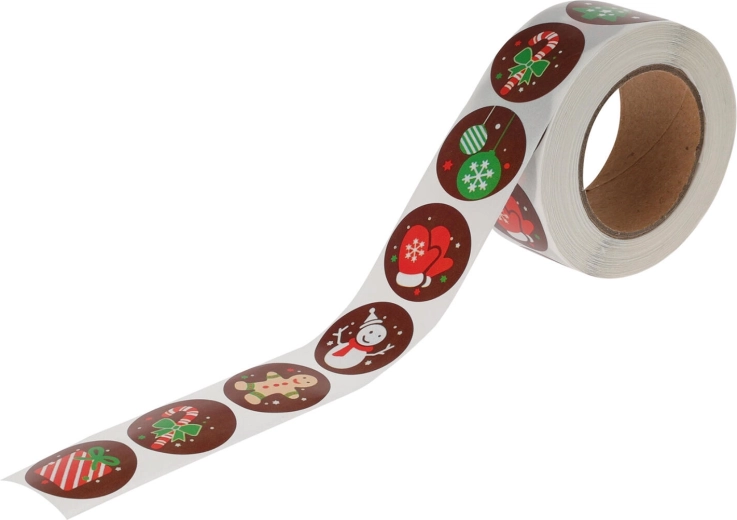 Kerststickers op rol 3 m, diameter 2,5 cm (120 stuks)