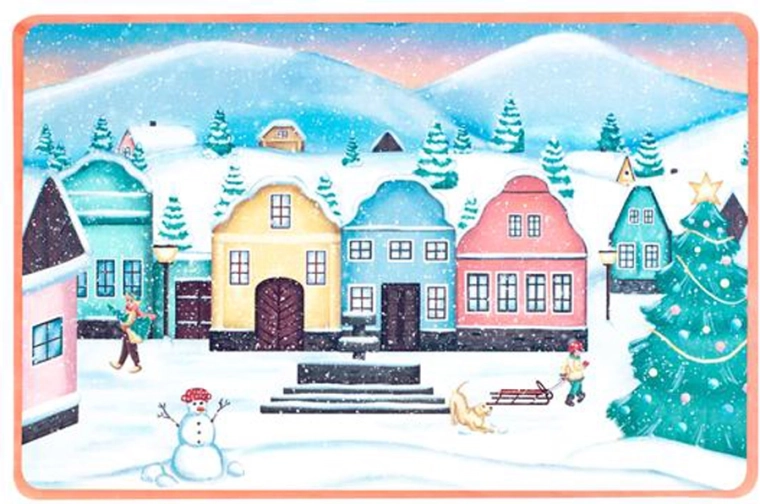 Kerstplacemat Dorpje, plastic 28,5 × 44 cm