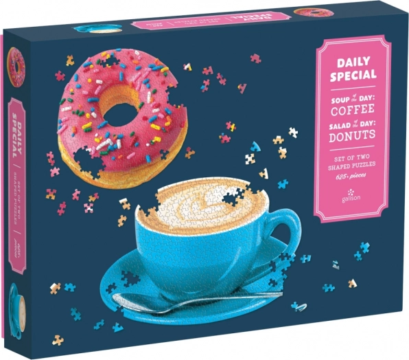 Speciale 2-in-1 puzzelset – donut en kopje koffie, ongeveer 625 stukjes