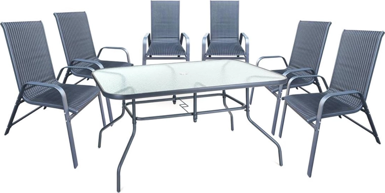 Tuin eetset TRENTON – tafel en 6 stoelen