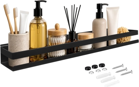 Badkamer wandplank Zortiva zwart 50 cm