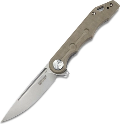 Opvouwbaar mes Kubey Mizo 8 cm, bead blasted, bruin G10