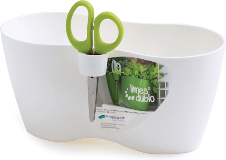 Bloempot met schaar LIMES DUBLO 25 cm – wit