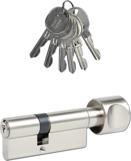 Cilinderslot 30/40 met knop, 6 sleutels, mat nikkel RICHTER