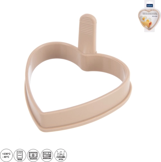 Siliconen vorm voor pannenkoekjes en eieren – hart 9,5 × 9 cm, beige